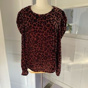Dolan Burgundy Leopard Print Blouse